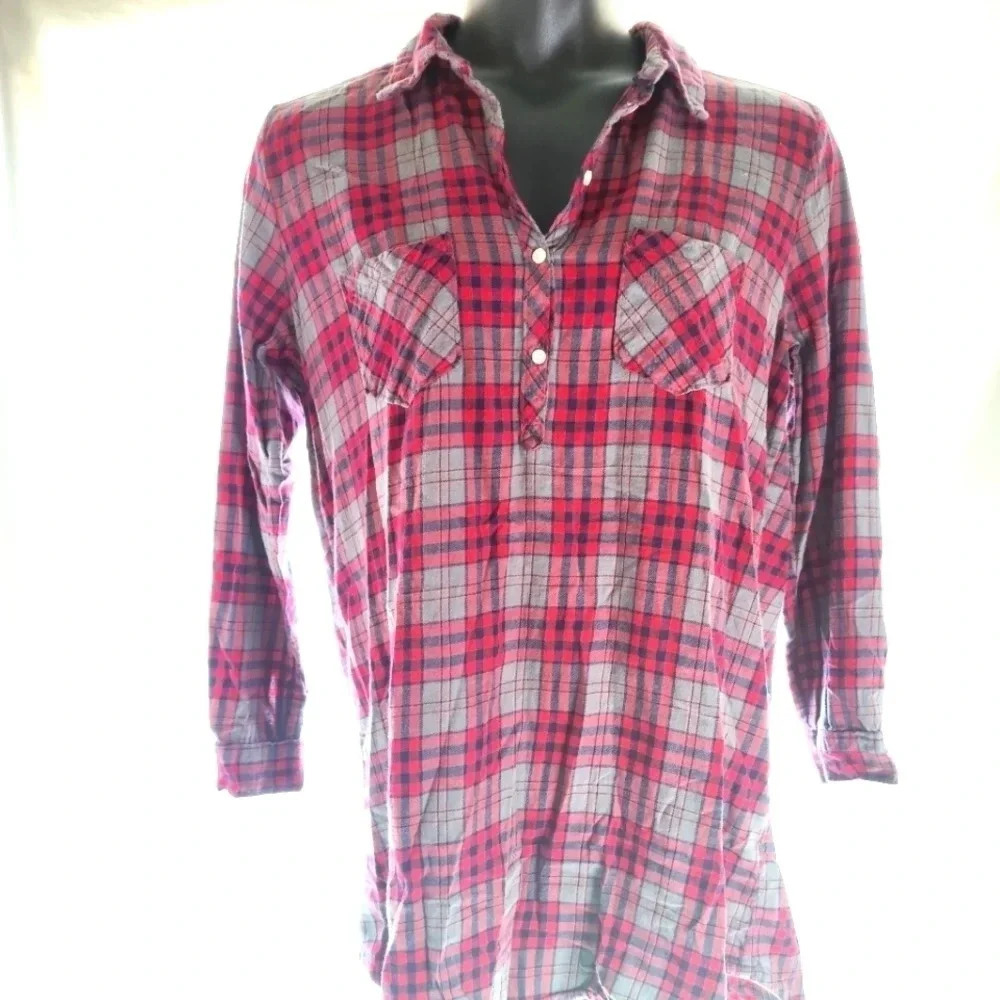 AERIE Plaid Nightshirt 100% Cotton EUC ❤️ - Picture 10 of 11